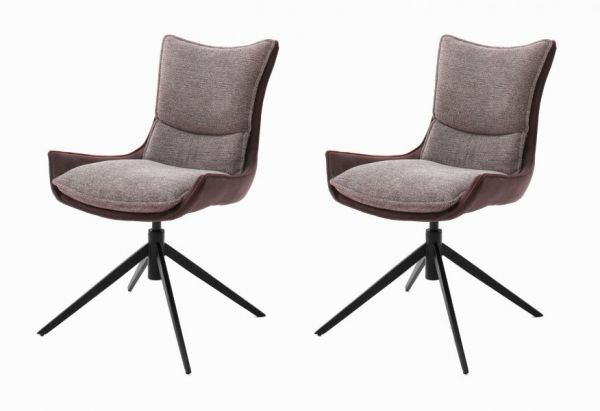 2 x Stuhl Kitami in rostbraun Chenille-Optik 4-Fustuhl 360 drehbar Esszimmerstuhl 2er Set