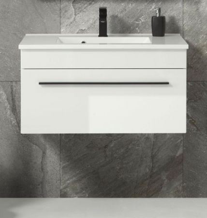 Waschbeckenunterschrank MIT Waschbecken Design-D in wei Hochglanz Waschtisch Set hngend 80 x 43 cm