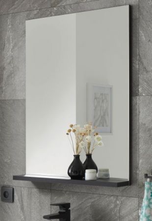 Badezimmer Spiegel Design-D in schwarz Badspiegel mit Ablage 60 x 85 cm