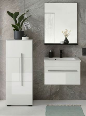Badm�bel Set Design-D in wei� Hochglanz und schwarz Badkombination MIT Waschbecken 115 x 200 cm