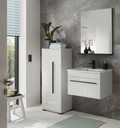 Badm�bel Set Design-D in wei� Hochglanz und schwarz Badkombination MIT Waschbecken 115 x 200 cm
