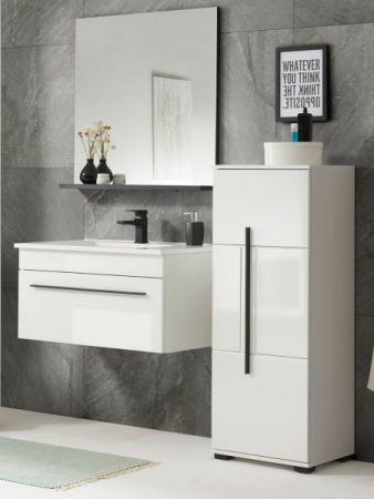 Badm�bel Set Design-D in wei� Hochglanz und schwarz Badkombination MIT Waschbecken 135 x 200 cm