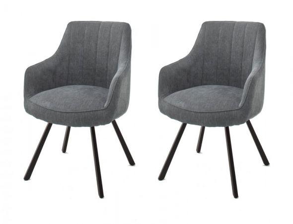 2 x Stuhl Sassello in grau Chenille-Optik 4-Fustuhl 180 drehbar Esszimmerstuhl 2er Set mit Komfortsitzhhe