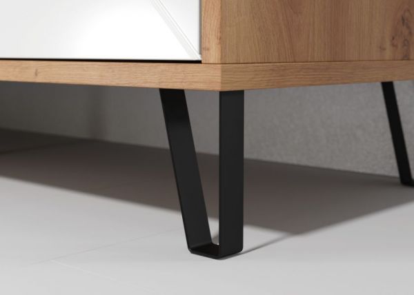 Wohnwand Touch in wei matt mit Rautenoptik und Eiche Artisan Schrankwand 2-teilig 320 x 136 cm