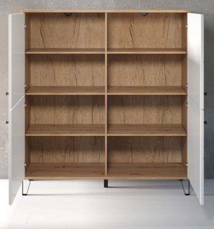 Wohnwand Touch in wei matt mit Rautenoptik und Eiche Artisan Schrankwand 2-teilig 320 x 136 cm