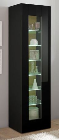 Vitrine Savanna in schwarz Hochglanz und Grandson Eiche Vitrinenschrank hngend / stehend 45 x 166 cm