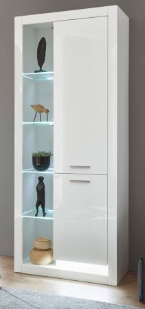 Vitrine Ladis in wei Hochglanz Vitrinenschrank 80 x 195 cm