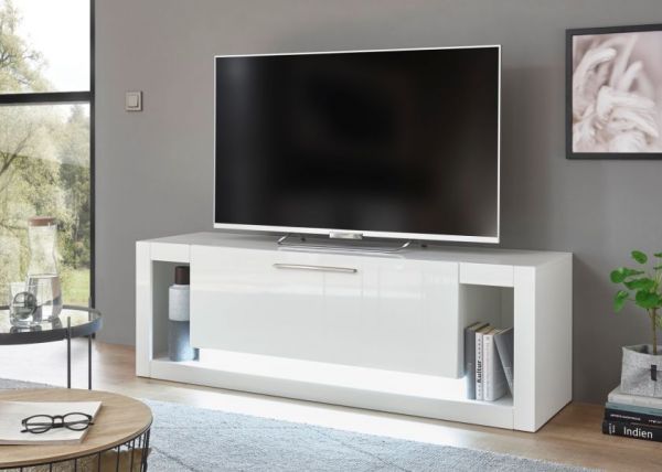 TV-Lowboard Ladis in wei Hochglanz TV Unterteil 150 x 49 cm