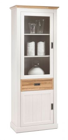 Vitrine Cleveland in Eiche Optik wei geklkt und Wildeiche Landhaus Vitrinenschrank 76 x 205 cm