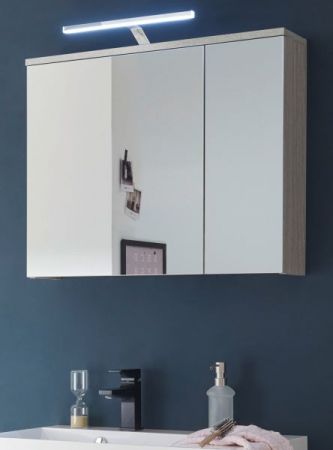 Badezimmer Spiegelschrank Venni in Eiche Badschrank inkl. LED Beleuchtung 2-trig 70 cm