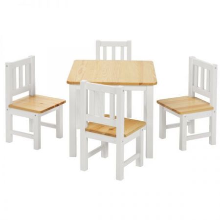 BOMI Kindersitzgruppe Amy in wei und natur Sitzgruppe Kindertisch und 4 x Stuhl