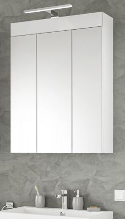Badezimmer Spiegelschrank Snow in wei Hochglanz Badschrank 3-trig 60 x 79 cm
