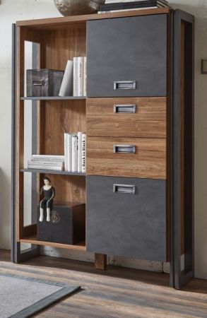 Highboard Auburn in Eiche Stirling und Matera grau Anrichte 90 x 140 cm