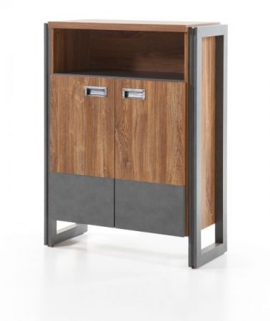 Kommode Auburn in Eiche Stirling und Matera grau Sideboard 75 x 100 cm