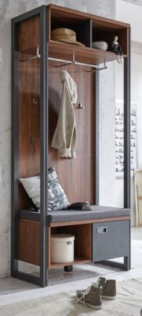 Garderobe Auburn in Eiche Stirling und Matera grau Kompaktgarderobe mit Sitzkissen 90 x 202 cm