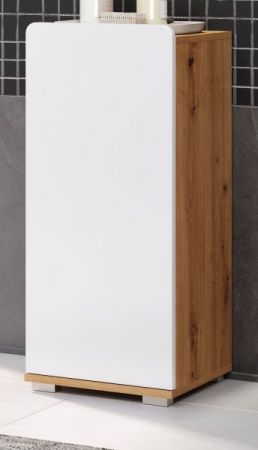 Badezimmer Unterschrank Ciara in wei Hochglanz und Eiche Artisan Badschrank 37 x 82 cm Badkommode