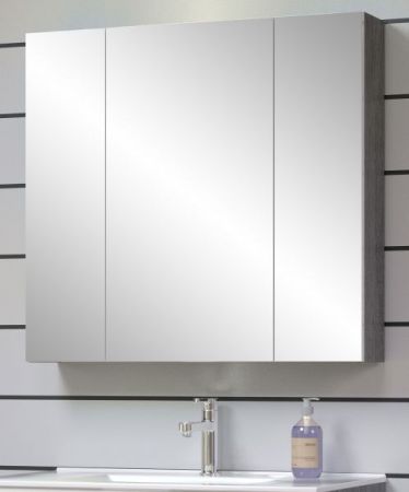 Badezimmer Spiegelschrank Riva in Rauchsilber grau Badschrank 3-trig 80 x 75 cm