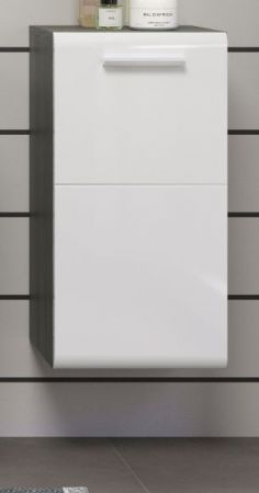 Badezimmer Unterschrank Riva in wei Hochglanz und Rauchsilber grau Badschrank hngend 35 x 68 cm Badkommode