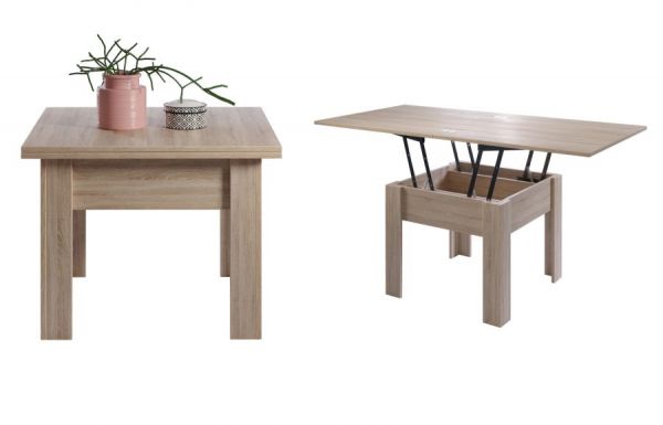 Couchtisch / Esstisch Flipp Eiche Sonoma Tisch hhenverstellbar Tischplatte ausziehbar 70 - 140 cm