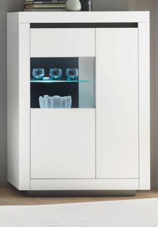 Vitrine Rooky in wei und anthrazit Wohnzimmer Esszimmer Highboard 96 x 136 cm