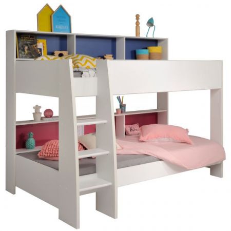 Parisot Etagenbett TamTam1 in wei mit blau oder pink Kinder und Jugendzimmer Hochbett 209 x 165 cm