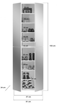 Garderobenschrank ProjektX in wei Schrank mit Spiegeltren und variabler Einteilung 61 x 193 cm