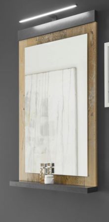 Badezimmer Spiegel Stove in Used Wood hell und anthrazit Badspiegel mit Ablage 56 x 95 cm