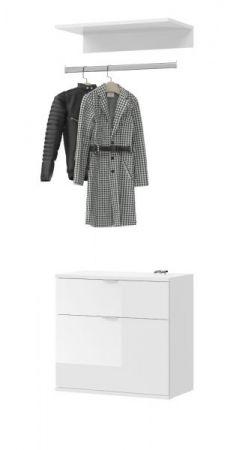 Garderobe Set 3-teilig ProjektX in wei Hochglanz Kommode und Kleiderstange 61 cm