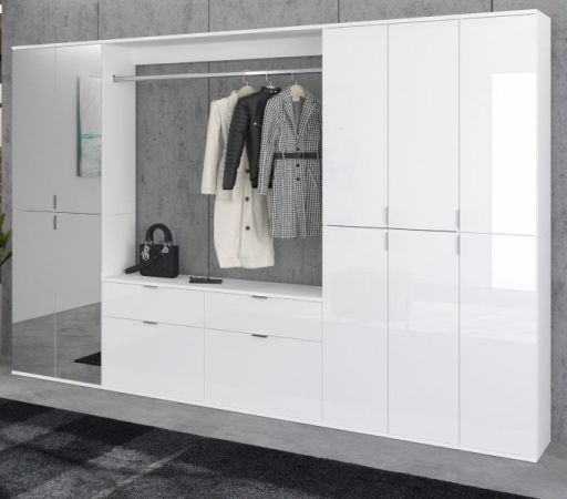 Garderobenschrank mit Spiegel ProjektX in wei Hochglanz Kleiderschrank mit Spiegeltr 273 x 193 cm
