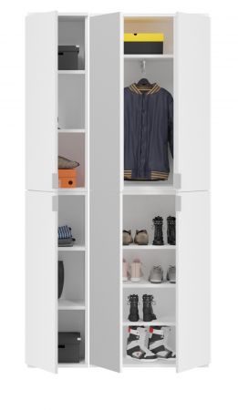 Garderobe ProjektX in wei Hochglanz, mit Spiegel und variabler Inneneinteilung 213 x 193 cm