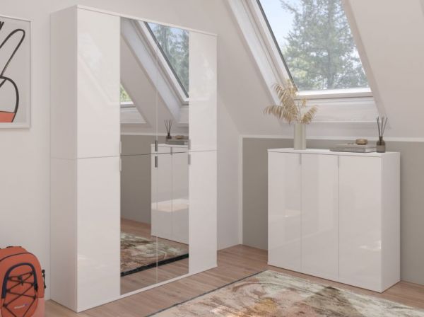 Kommode SystemX in wei Hochglanz Sideboard Mehrzweckschrank 122 x 99 cm