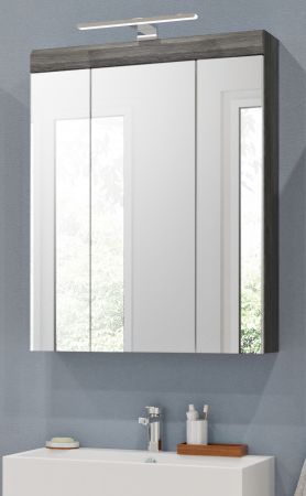Badezimmer Spiegelschrank Scout in Rauchsilber grau Badschrank 3-trig 60 x 79 cm