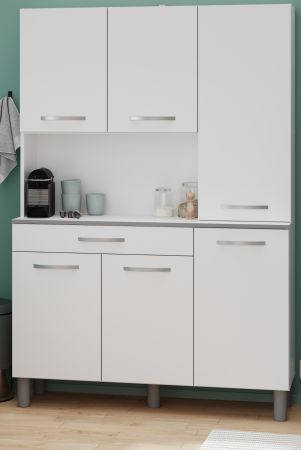 Parisot Kchenschrank Season22 in wei und grau Kche Buffet und Mehrzweckschrank 120 x 181 cm