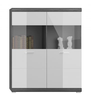 Highboard Scout in wei Hochglanz und Rauchsilber grau Anrichte 113 x 139 cm