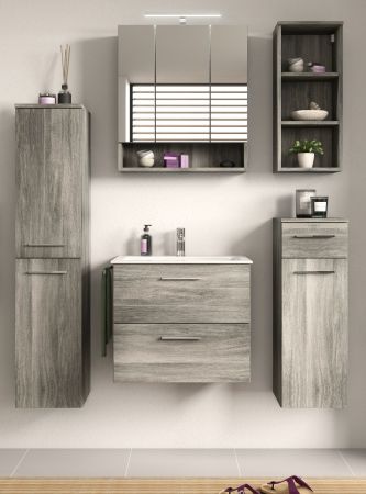 Badezimmer Unterschrank Jacky in Rauchsilber grau Bad Hngeschrank 30 x 85 cm