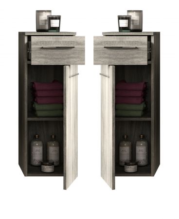 Badezimmer Unterschrank Jacky in Rauchsilber grau Bad Hngeschrank 30 x 85 cm