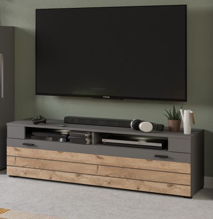 TV-Lowboard Freno in Nox Eiche und Basalt grau TV Unterteil 140 x 43 cm