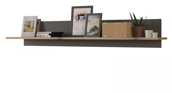 Wandboard Freno in Nox Eiche und Basalt grau matt Wandregal B�cherregal 140 cm