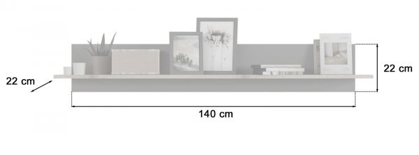 Wandboard Freno in Nox Eiche und Basalt grau matt Wandregal B�cherregal 140 cm