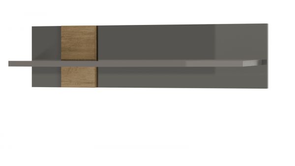 Wandboard Positano in grau Hochglanz und Eiche Mercure Wandregal Bcherregal 100 cm