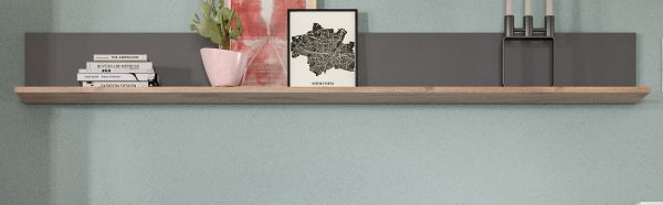Wandboard Tomaso in Nox Eiche und Basalt grau Wandregal 180 cm Bcherregal