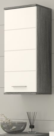 Badezimmer Hngeschrank Blake in wei Hochglanz und Rauchsilber grau Badschrank 35 x 77 cm
