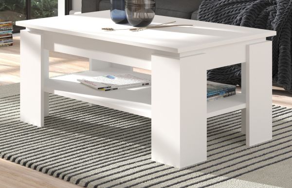 Couchtisch Selen in wei Beistelltisch mit Ablage 100 x 60 cm