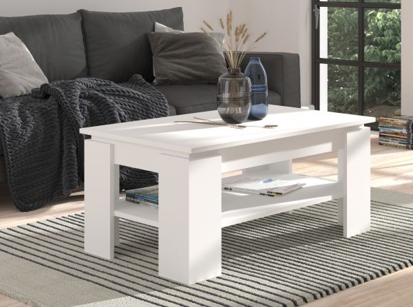 Couchtisch Selen in wei Beistelltisch mit Ablage 100 x 60 cm