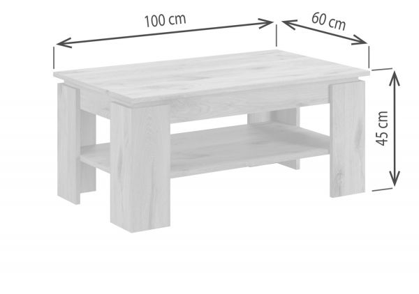 Couchtisch Selen in wei Beistelltisch mit Ablage 100 x 60 cm