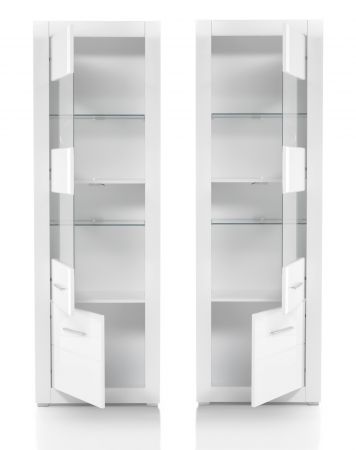 Vitrine Carrara in wei Hochglanz Wohn- und Esszimmer Vitrinenschrank 65 x 198 cm