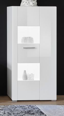 Vitrine Crucero in wei Hochglanz Wohn- und Esszimmer Vitrinenschrank 58 x 123 cm