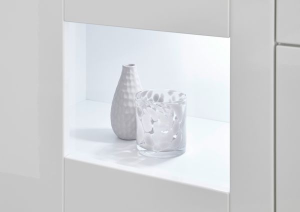 Vitrine Crucero in wei Hochglanz Wohn- und Esszimmer Vitrinenschrank 58 x 123 cm