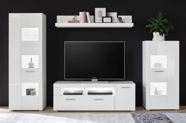 Vitrine Crucero in wei Hochglanz Wohn- und Esszimmer Vitrinenschrank 58 x 123 cm