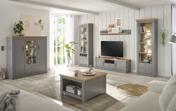 Sideboard Rideau in grau und Artisan Eiche Landhaus Kommode 166 x 100 cm